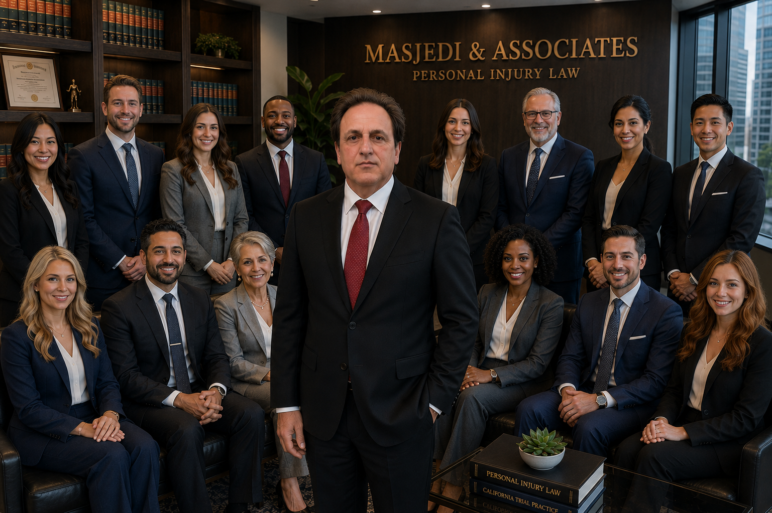 Chris Masjedi and the Masjedi and Associates legal team at their Beverly Hills office
